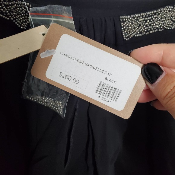 CHAN LUU Gabrielle Black Off The Shoulder Asymmetrical Dress Sz X-Small XS - Picture 5 of 8